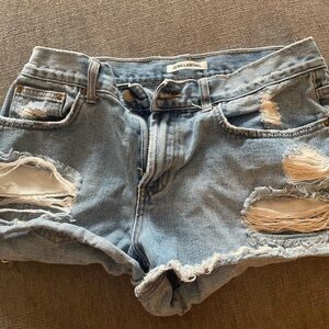 Billabong Distressed Denim Shorts - Blue